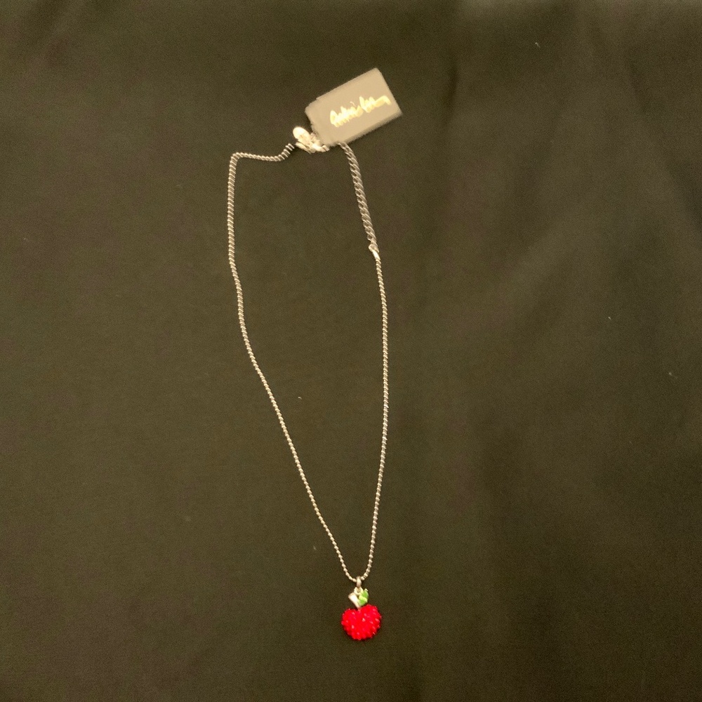 N4/ NWT 18” Cookie Lee Necklace - Red Australian Crystal Apple on Silver Chain